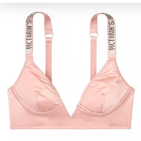 Victoria's Secret sparkly rhinestones straps bra   size L fits 34D 38A 36B 39B - Picture 2 of 5